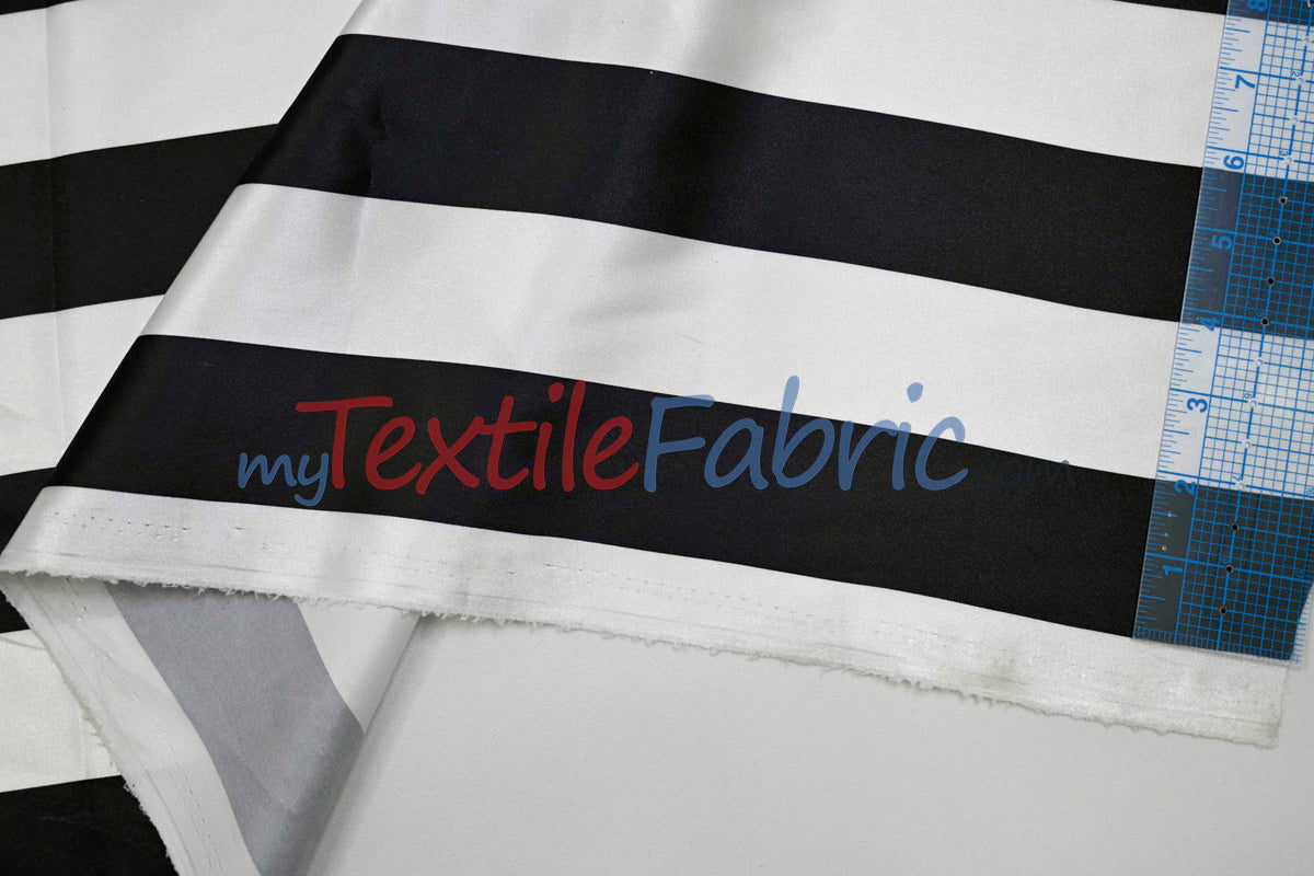 2" Stripe Satin Fabric | Soft Satin Stripe Charmeuse Fabric | 60" Wide | Multiple Colors |