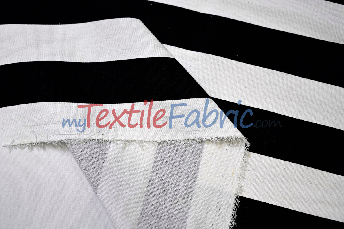 10 Oz 100% Cotton Canvas 2" Stripe | Outdoor Fabric | 60" Wide | Multiple Colors |