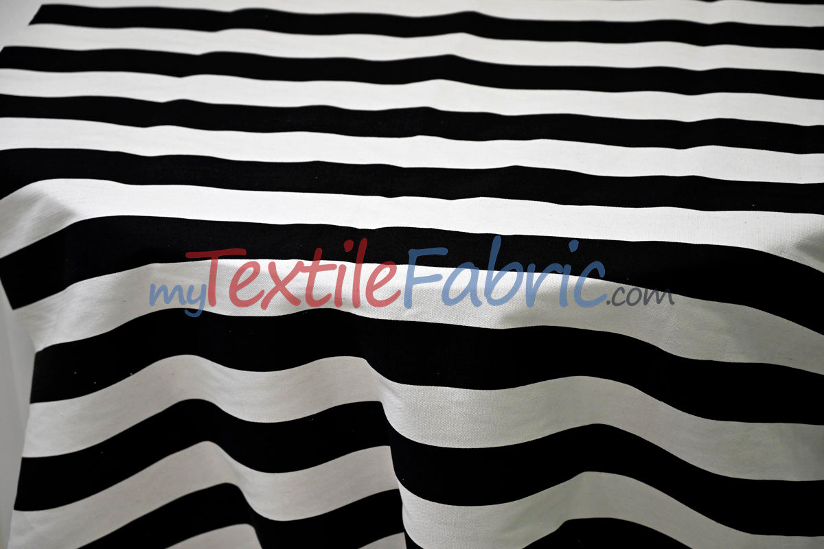 10 Oz 100% Cotton Canvas 2" Stripe | Outdoor Fabric | 60" Wide | Multiple Colors |
