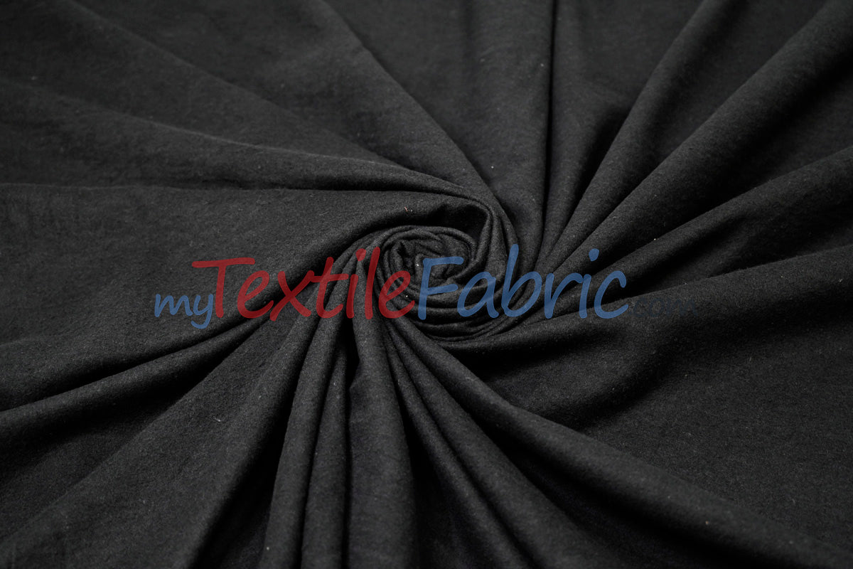 100% Cotton Black Flannel Fabric by the Continuous Yard | 60" Wide | Black Cotton Flannel |