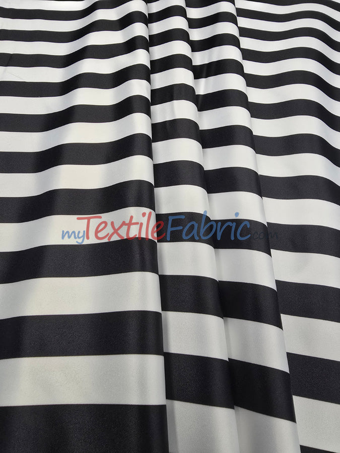 1" Stripe Satin Print | Dull Satin Print | 58/60" Wide | Stripe Satin Print Fabric | 3 Colors |