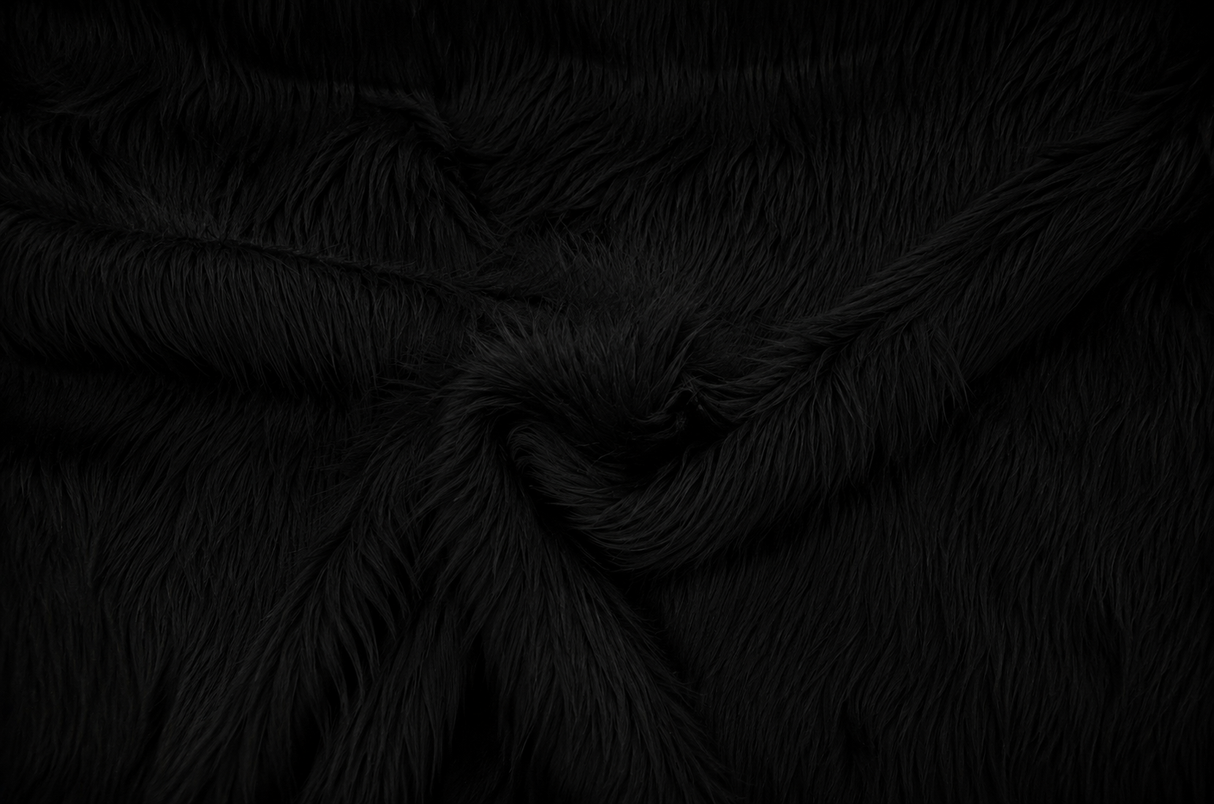 Black and White Long Pile Shaggy Faux Fur Fabric by the Yard | 2" Pile | 60" Wide | Acrylic Polyester |