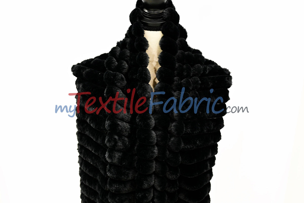 Striped Rabbit Fur Fabric by the Yard | Ultra-Soft Plush Faux Fur | 64/66” Wide | Available in Multiple Colors