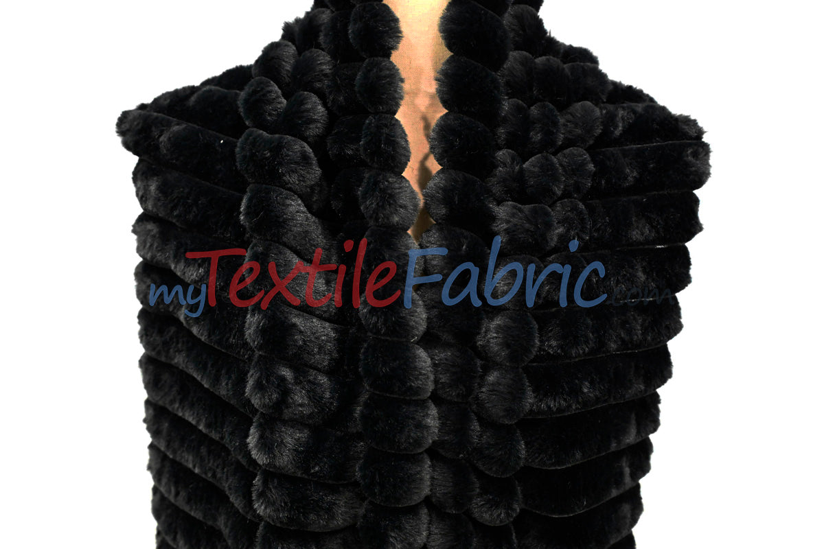 Striped Rabbit Fur Fabric by the Yard | Ultra-Soft Plush Faux Fur | 64/66” Wide | Available in Multiple Colors