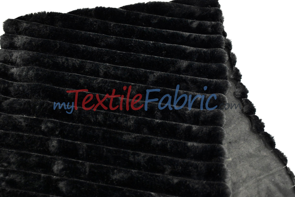 Striped Rabbit Fur Fabric by the Yard | Ultra-Soft Plush Faux Fur | 64/66” Wide | Available in Multiple Colors