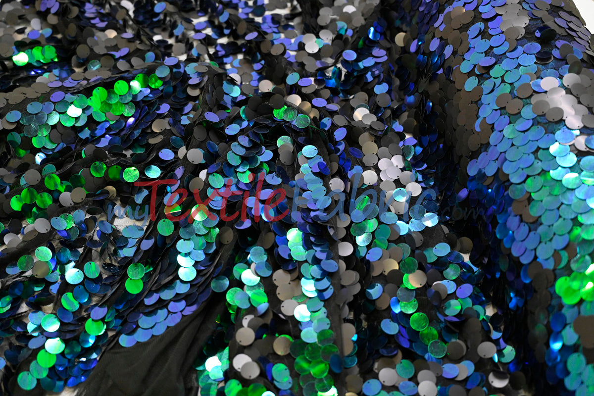Fish Scale Paillette Sequins Fabric | 9mm Sequins Fabric | 52" Wide | Multiple Colors |