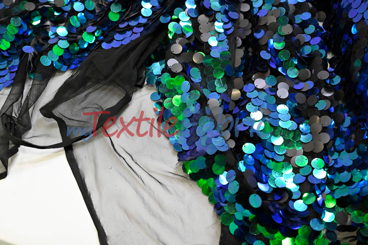 Fish Scale Paillette Sequins Fabric | 9mm Sequins Fabric | 52" Wide | Multiple Colors |