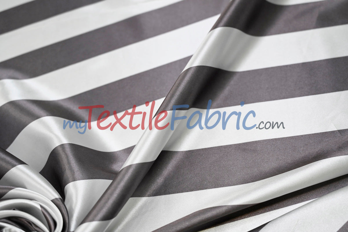 2" Stripe Satin Fabric | Soft Satin Stripe Charmeuse Fabric | 60" Wide | Multiple Colors |