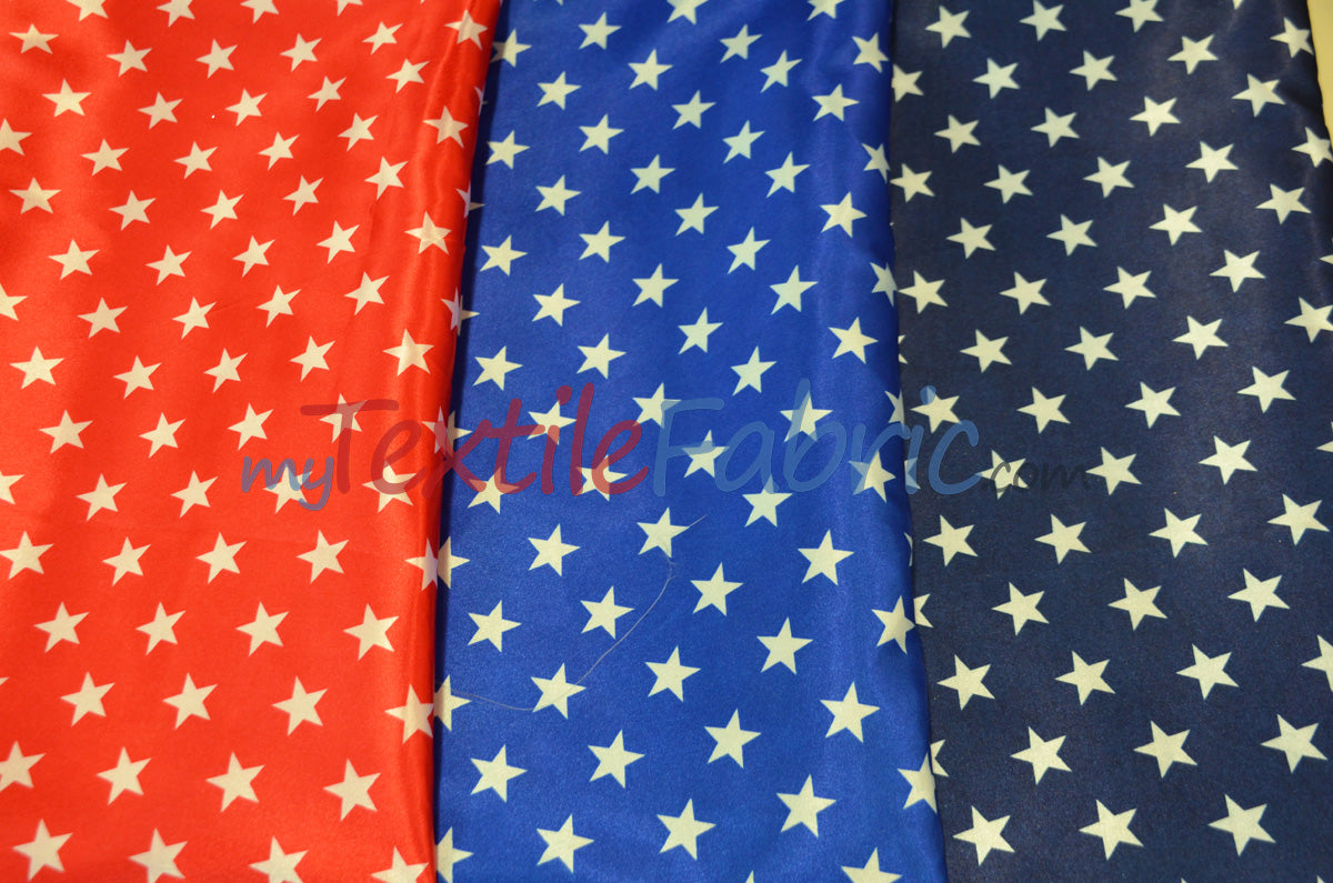 American Star Satin | American Flag in Red, Navy, and Blue Satin | Sold by the Yard x 60" Wide | Charmeuse Satin American Flag Print