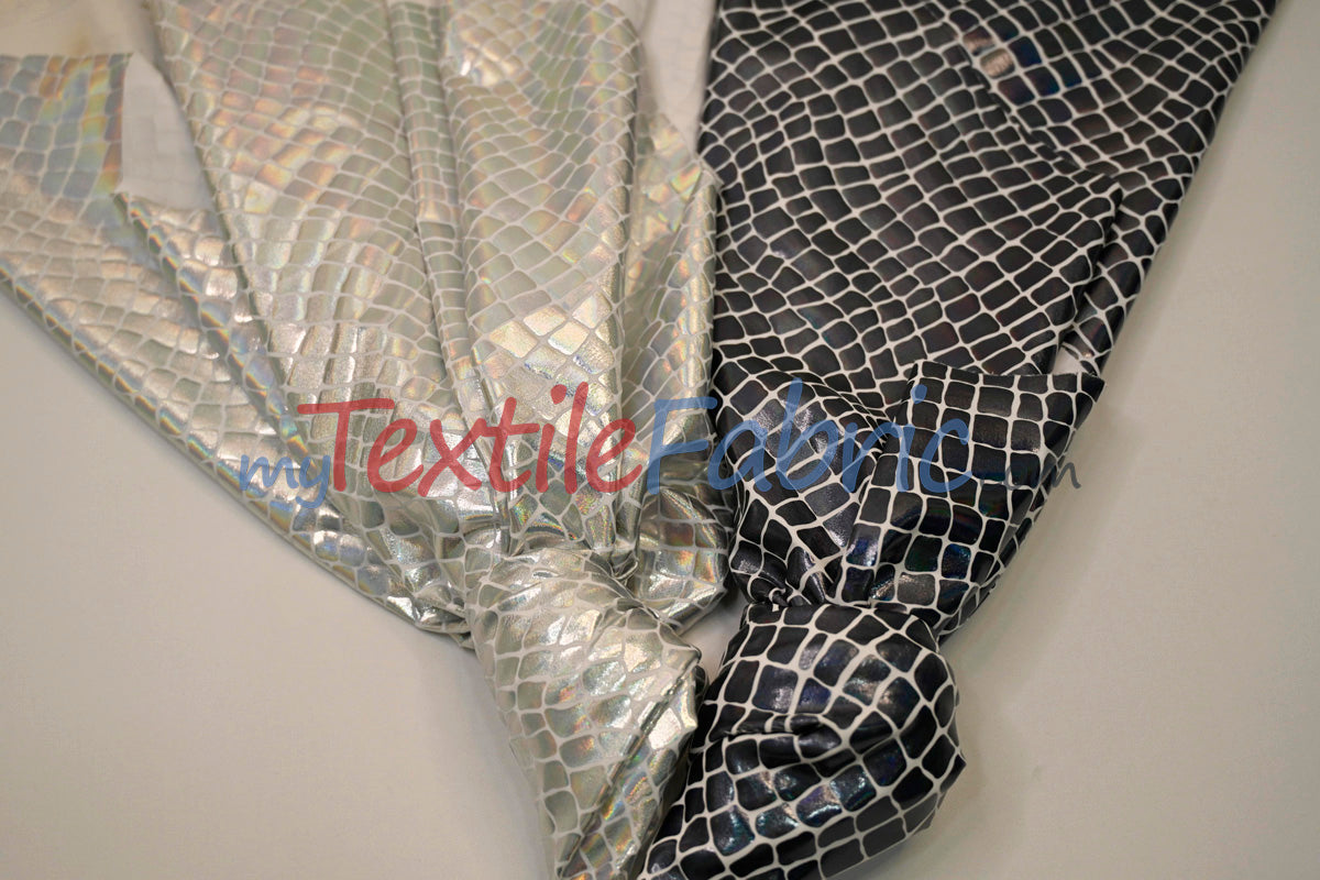 4 Way Stretch Dancewear Fabric | Anaconda Hologram Spandex | 58/60" Wide | Multiple Colors |