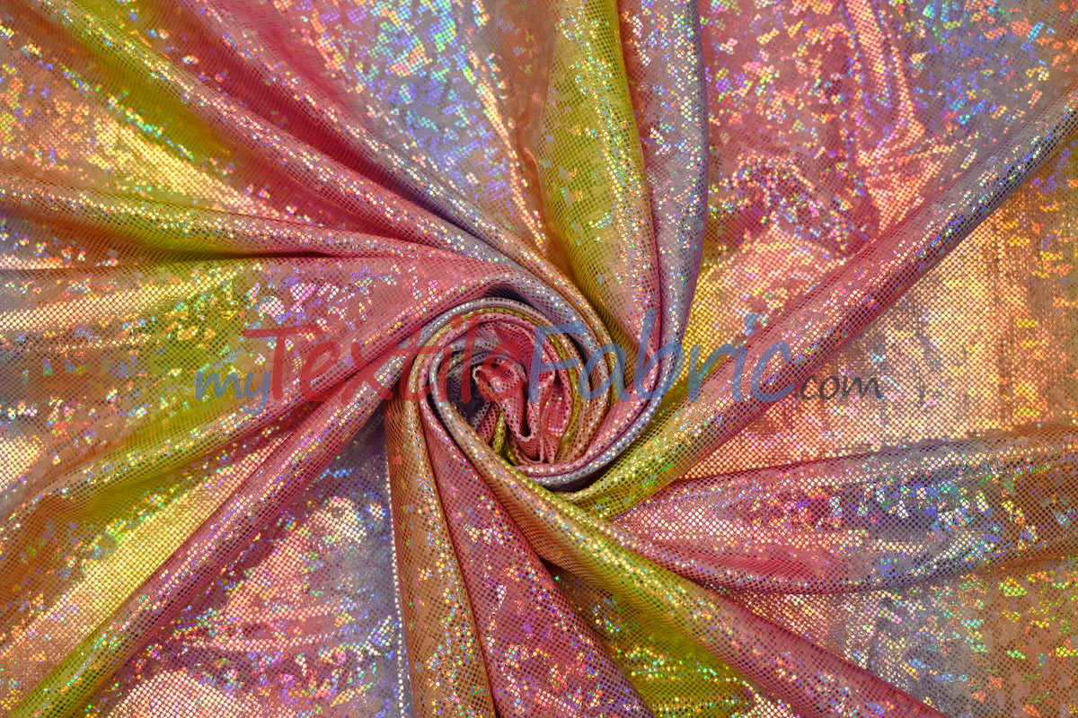 Rainbow Shattered Hologram Spandex |4 Way Stretch Dancewear Fabric | 58/60" Wide | Rainbow Spandex Fabric