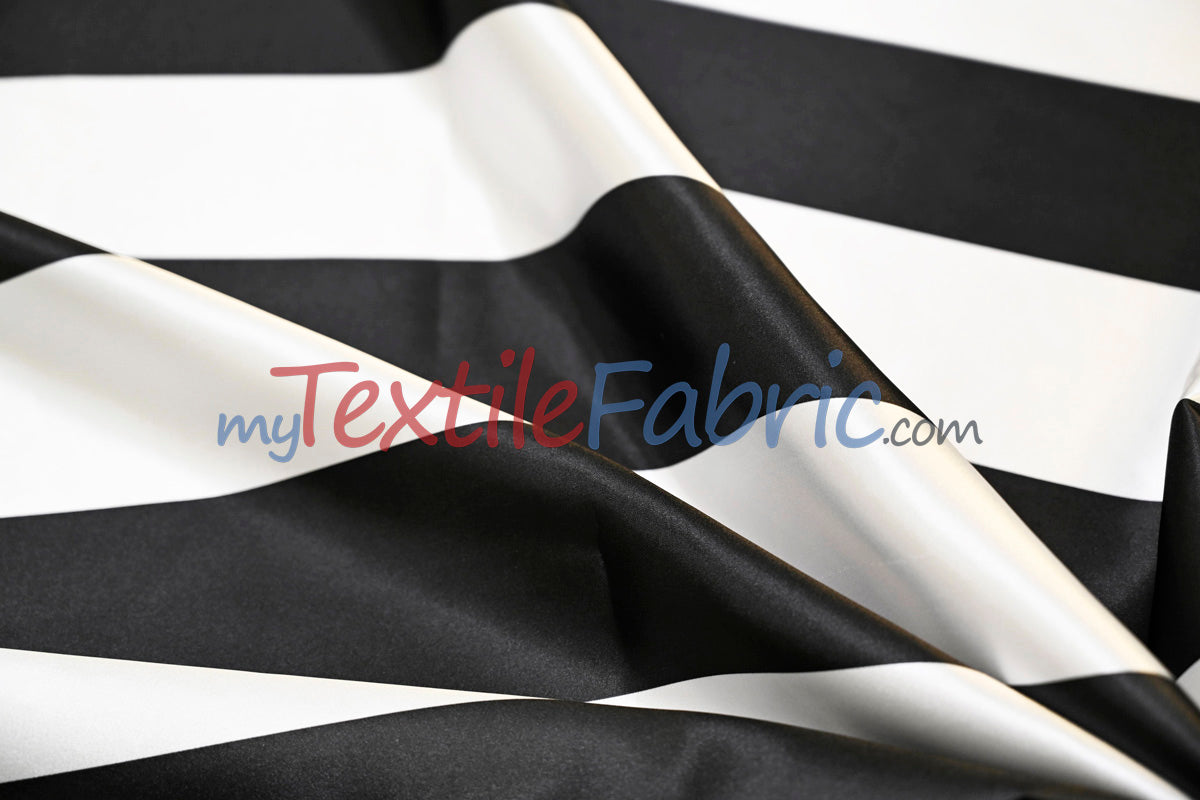 3" Stripe Satin Fabric | Soft Satin Stripe Charmeuse Fabric | 60" Wide | Multiple Colors