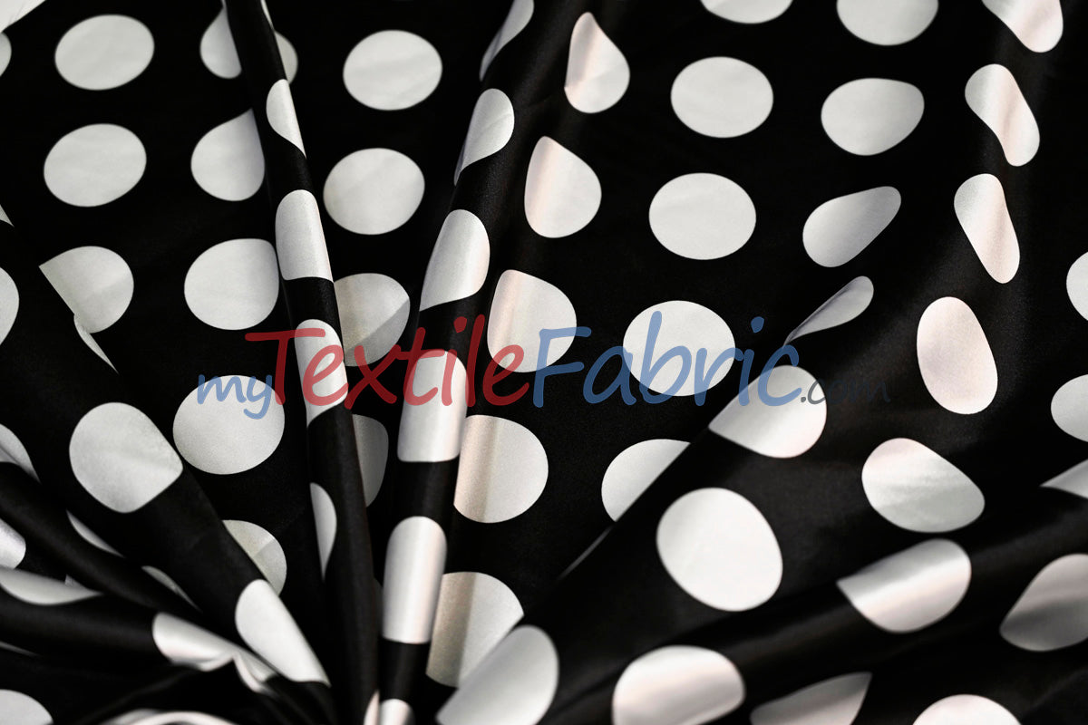 Polka Dot Satin | Soft Satin Polka Dot Charmeuse Fabric | 60" Wide |