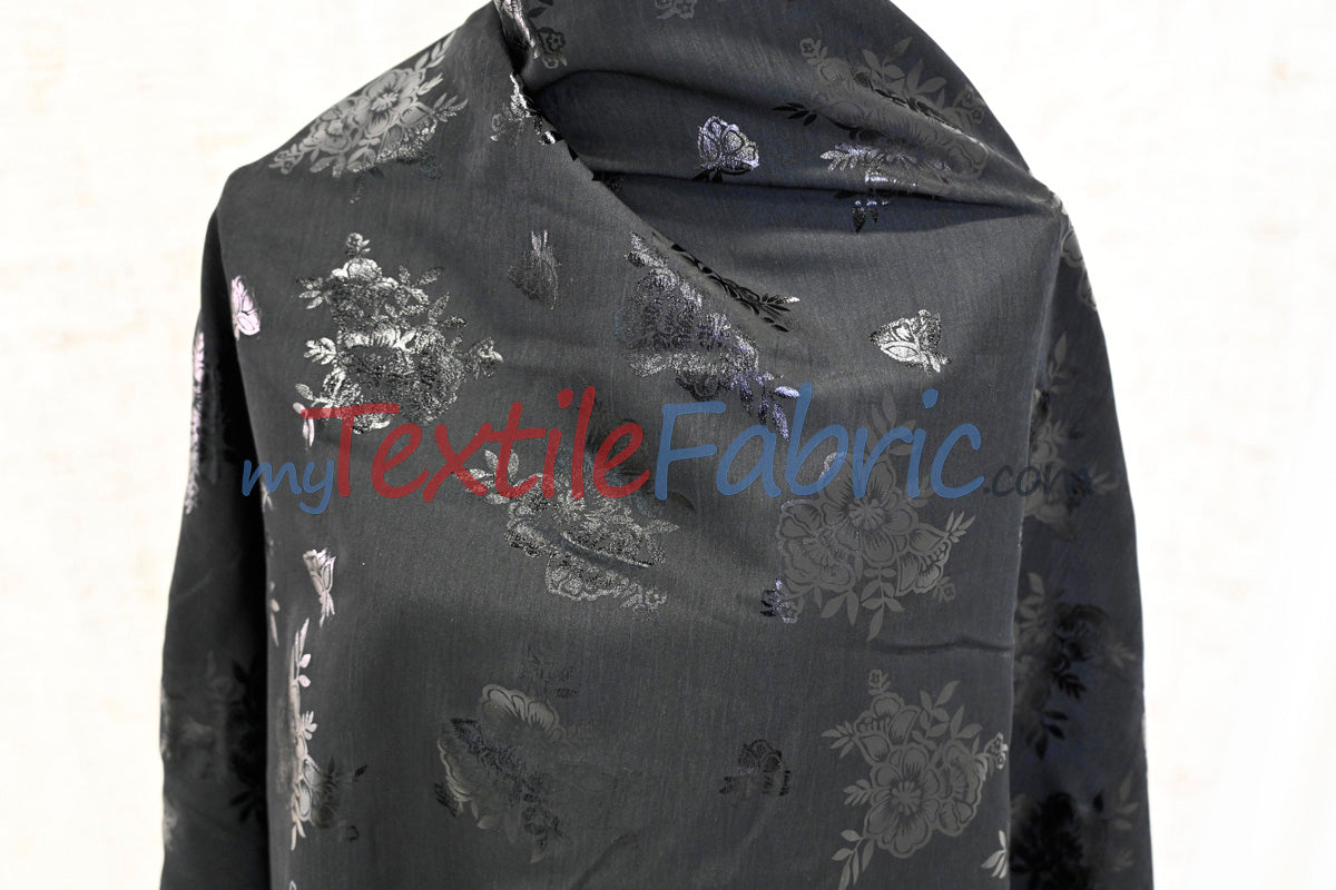 Floral Holographic Foil on Peachskin | Soft & Lightweight | 60” Wide | Ideal for Fashion & Costumes