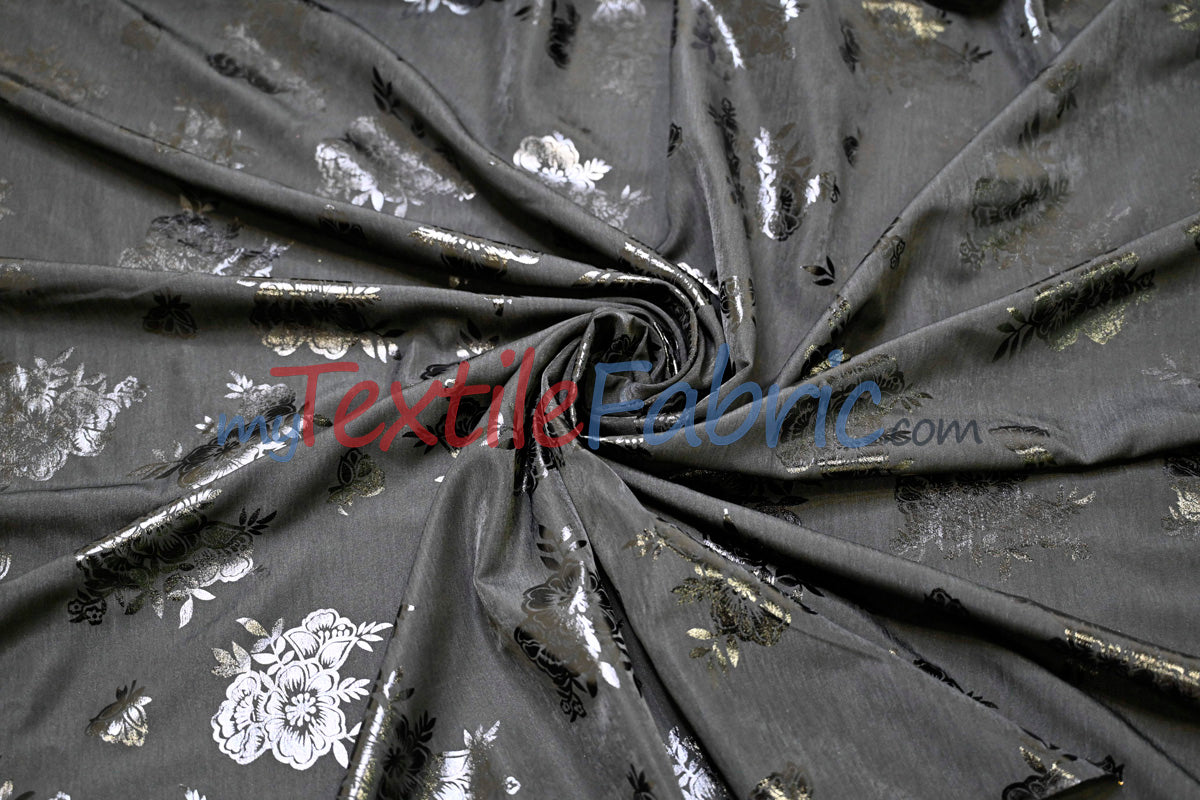 Floral Holographic Foil on Peachskin | Soft & Lightweight | 60” Wide | Ideal for Fashion & Costumes