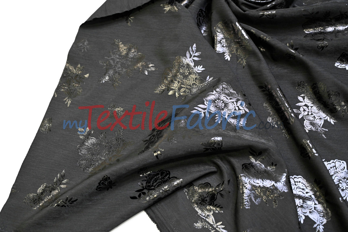 Floral Holographic Foil on Peachskin | Soft & Lightweight | 60” Wide | Ideal for Fashion & Costumes