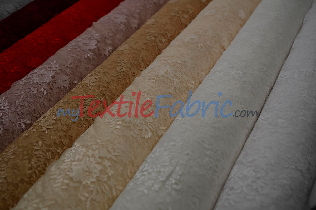 Chantilly Lace Fabric | 52” Wide | Elegant Floral Lace for Bridal & Formalwear