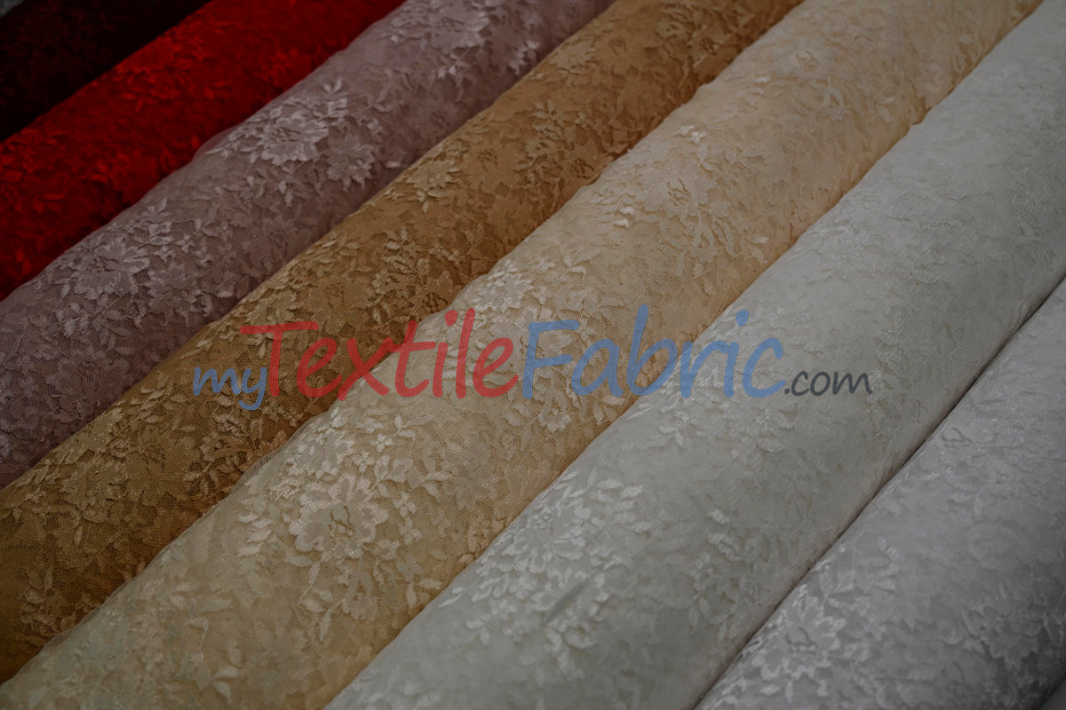 Chantilly Lace Fabric | 52” Wide | Elegant Floral Lace for Bridal & Formalwear