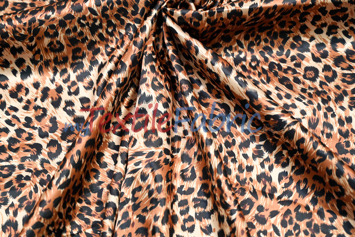 Animal Cheetah Satin Print Fabric | Soft Cheetah Charmeuse Satin | 60" Wide |