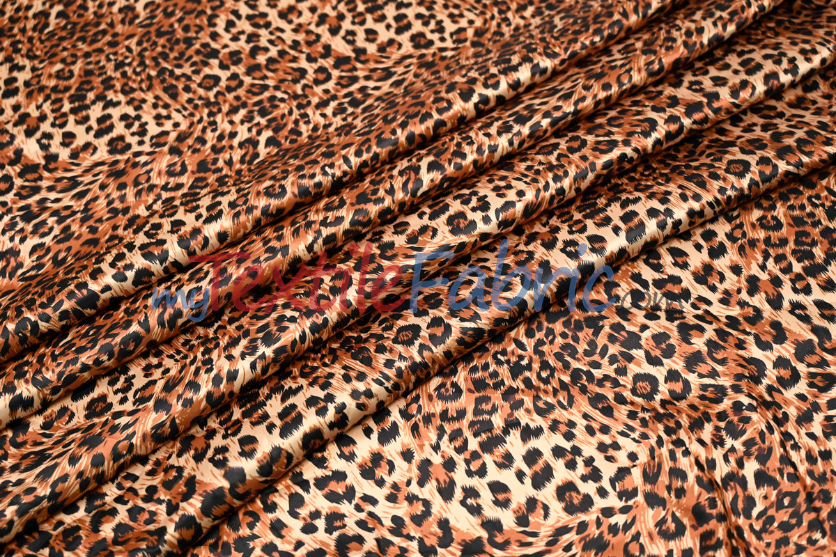 Animal Cheetah Satin Print Fabric | Soft Cheetah Charmeuse Satin | 60" Wide |