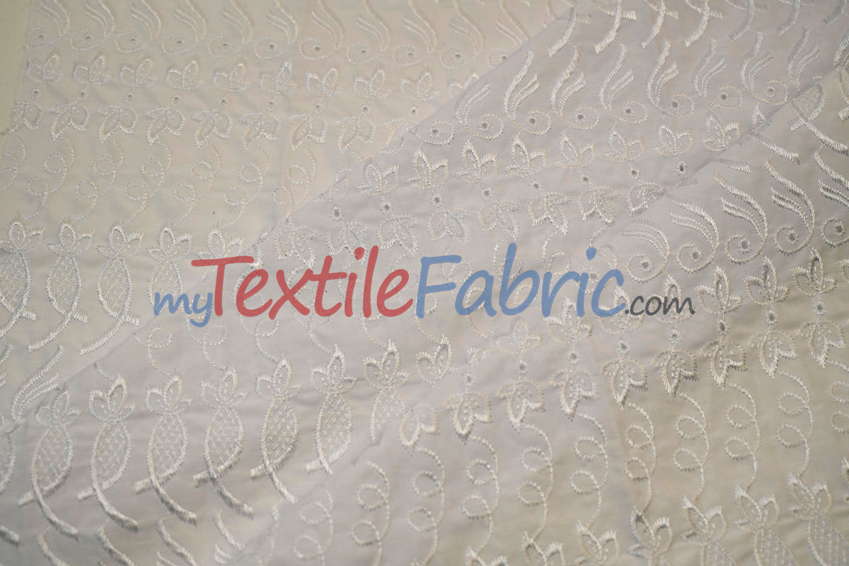 Cotton Eyelet Embroidery Design ONE | Double Scallop Finish | 80% Polyester 20% Cotton | 52” Wide