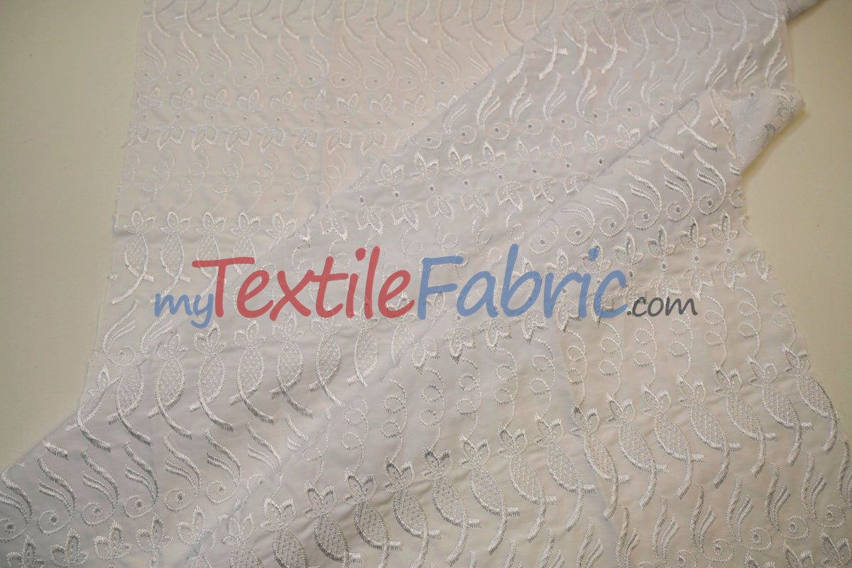Cotton Eyelet Embroidery Design ONE | Double Scallop Finish | 80% Polyester 20% Cotton | 52” Wide