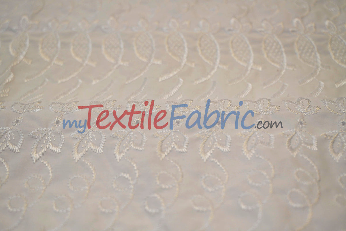 Cotton Eyelet Embroidery Design ONE | Double Scallop Finish | 80% Polyester 20% Cotton | 52” Wide