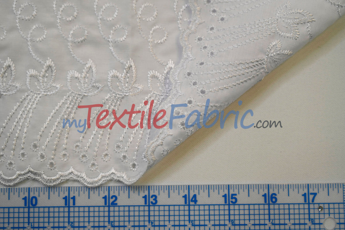 Cotton Eyelet Embroidery Design ONE | Double Scallop Finish | 80% Polyester 20% Cotton | 52” Wide