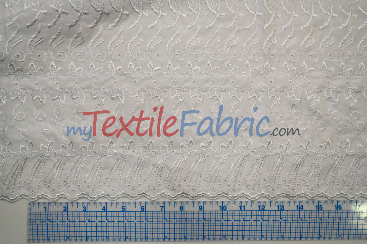 Cotton Eyelet Embroidery Design ONE | Double Scallop Finish | 80% Polyester 20% Cotton | 52” Wide