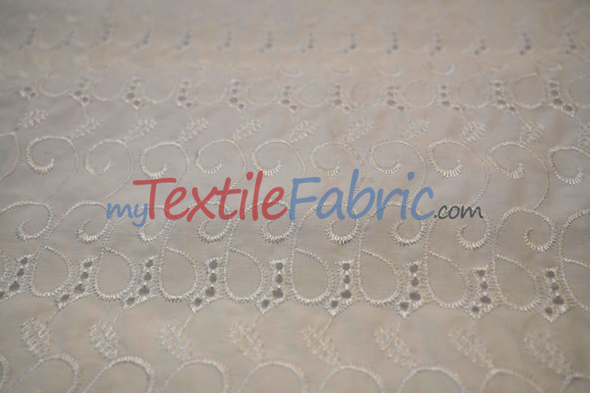 Cotton Eyelet Embroidery Design SIX | Double Scallop Finish | 80% Polyester 20% Cotton | 52” Wide