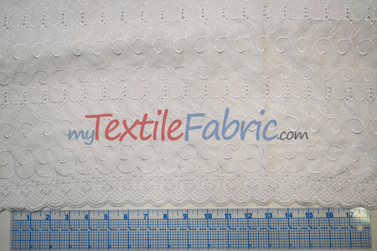 Cotton Eyelet Embroidery Design SIX | Double Scallop Finish | 80% Polyester 20% Cotton | 52” Wide