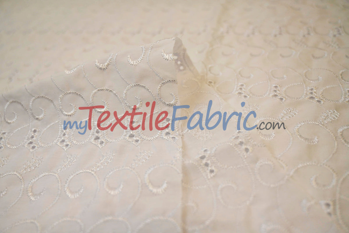 Cotton Eyelet Embroidery Design SIX | Double Scallop Finish | 80% Polyester 20% Cotton | 52” Wide