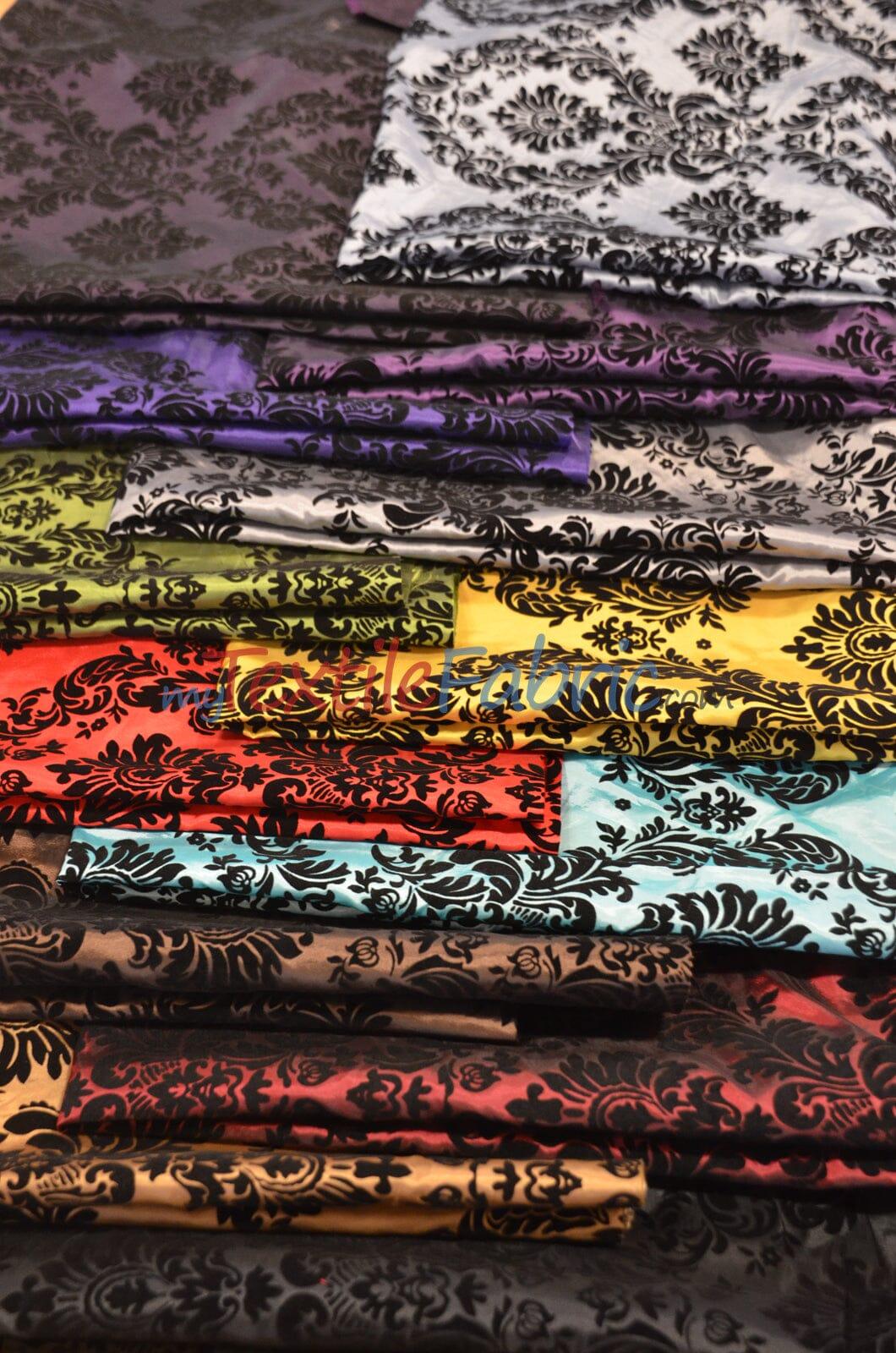 Damask Flocking Taffeta | Flocking Velvet Damask on Taffeta Fabric | 60" Wide | Curtains, Apparel, Cosplay, Costume, Decor | Fabric mytextilefabric