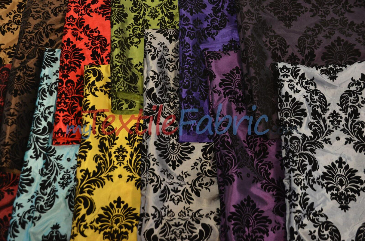 Damask Flocking Taffeta | Flocking Velvet Damask on Taffeta Fabric | 60" Wide | Curtains, Apparel, Cosplay, Costume, Decor | Fabric mytextilefabric