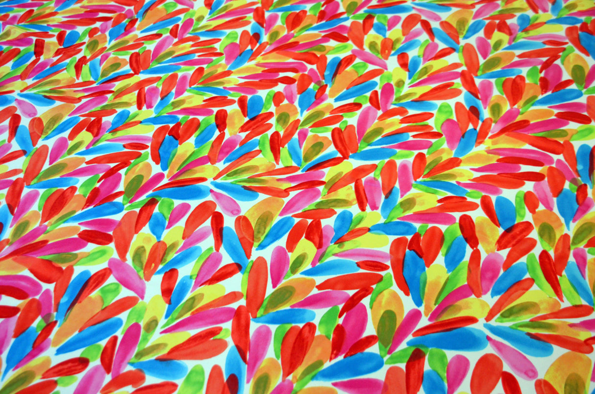 LA Vibe Print | Color Splash Abstract Print Fabric | Vibrant Multicolor Brushstroke | Dull Satin Print |