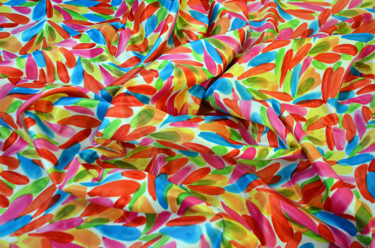 LA Vibe Print | Color Splash Abstract Print Fabric | Vibrant Multicolor Brushstroke | Dull Satin Print |
