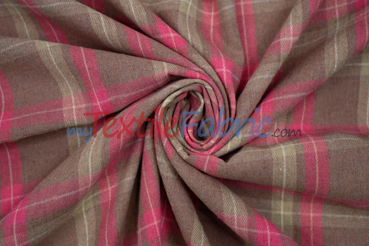 Plaid Flannel Fabric | Brushed Cotton Face | 80% Polyester 20% Cotton | 7 oz | Soft & Cozy Apparel Fabric