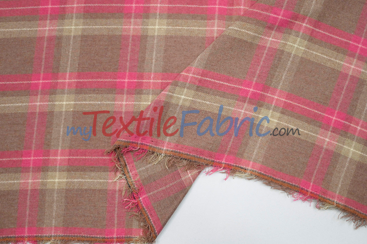 Plaid Flannel Fabric | Brushed Cotton Face | 80% Polyester 20% Cotton | 7 oz | Soft & Cozy Apparel Fabric