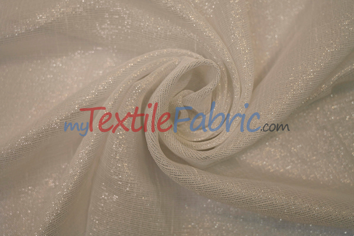 Extra Wide Metallic Faux Sheer Linen | Metallic Sheer Linen for Drapery | 108" Wide | Silver and Gold | Multiple Colors |