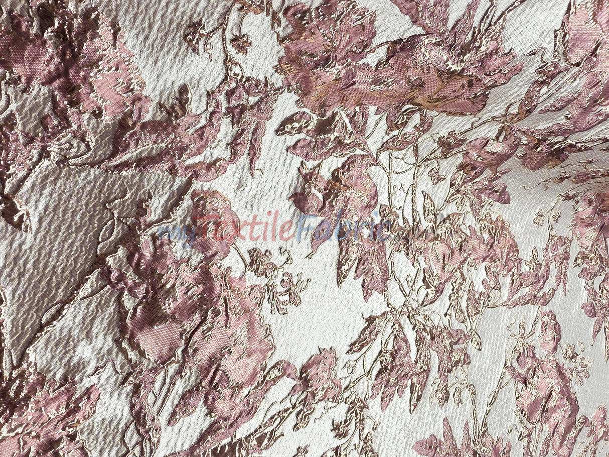 Mauve Floral Bubble Metallic Jacquard | 54" Wide | Abstract Floral Metallic Brocade Fabric |
