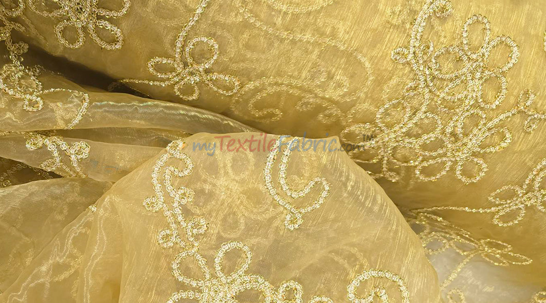 Coco Ribbon Sheer Embroidery | Double Scallop Lace | 52" Wide |