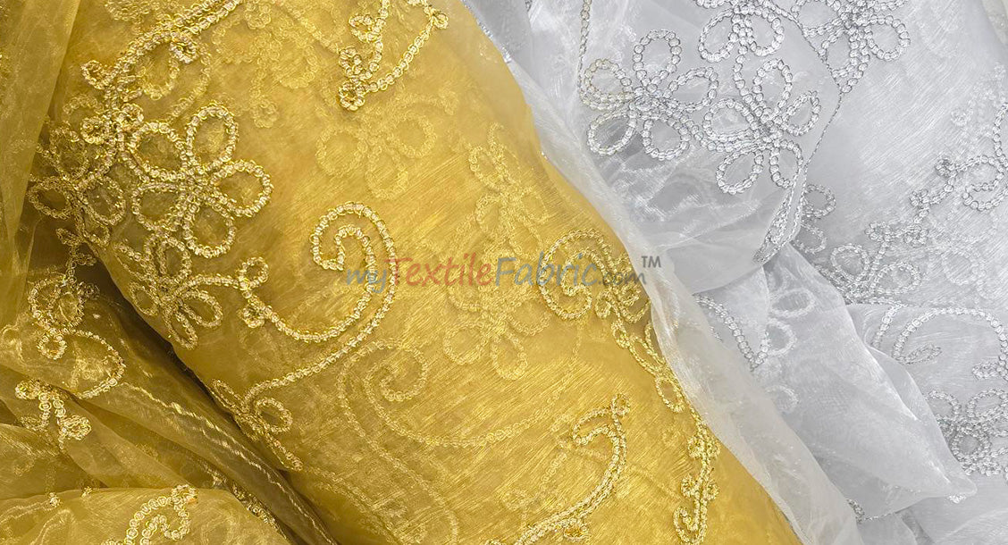 Coco Ribbon Sheer Embroidery | Double Scallop Lace | 52" Wide |