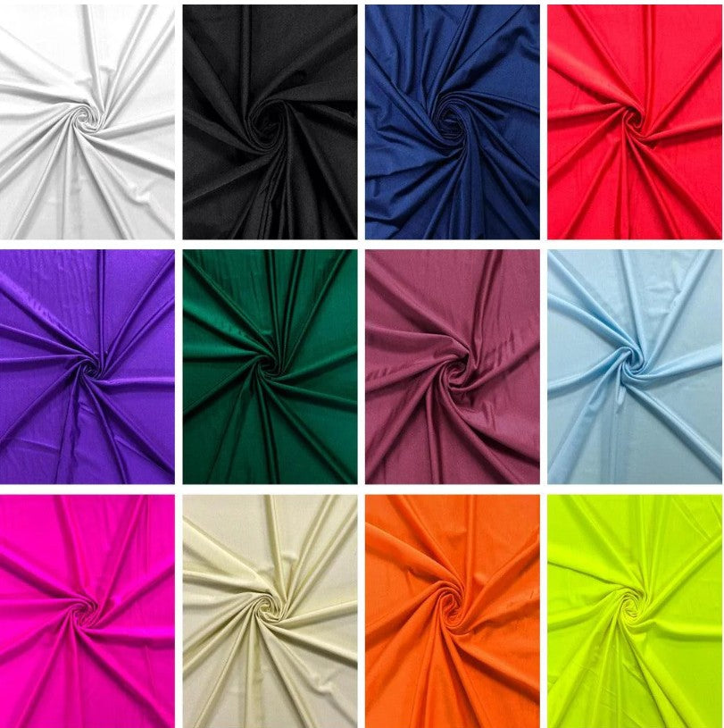 Nylon Spandex 4 Way Stretch Fabric | 60" Width | Great for Swimwear, Dancewear, Waterproof, Tablecloths, Chair Covers | Multiple Colors |
