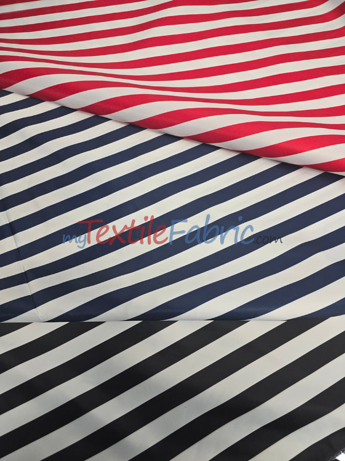 1" Stripe Satin Print | Dull Satin Print | 58/60" Wide | Stripe Satin Print Fabric | 3 Colors |
