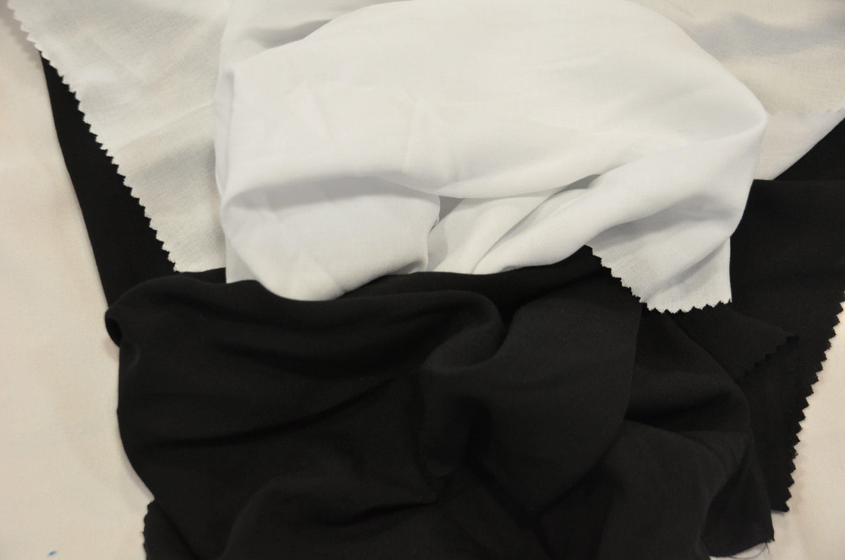 Rayon Challis Fabric | White and Black Rayon Challis | 57/58" | 100% Rayon | Fabric mytextilefabric