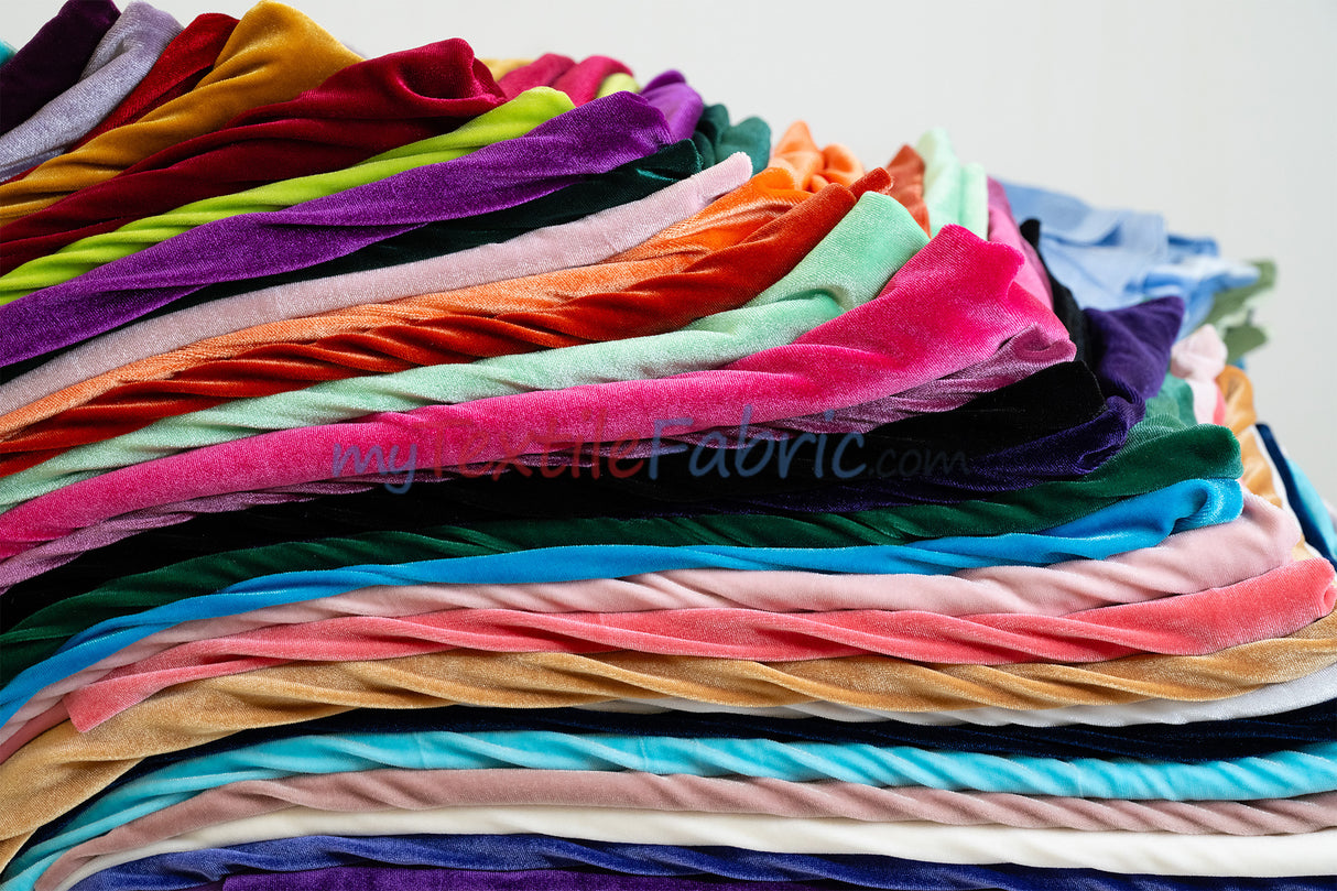 Soft and Plush Stretch Velvet Fabric | Stretch Velvet Spandex | 58" Wide | Spandex Velour for Apparel, Costume, Cosplay, Drapes |
