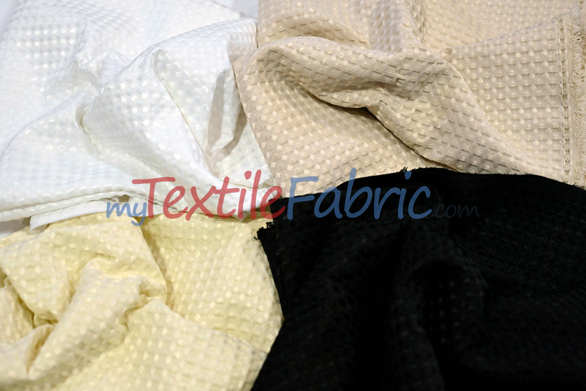 Waffle Brocade | Textured Fabric | 100% Polyester | 60" Wide | Apparel & Home Decor