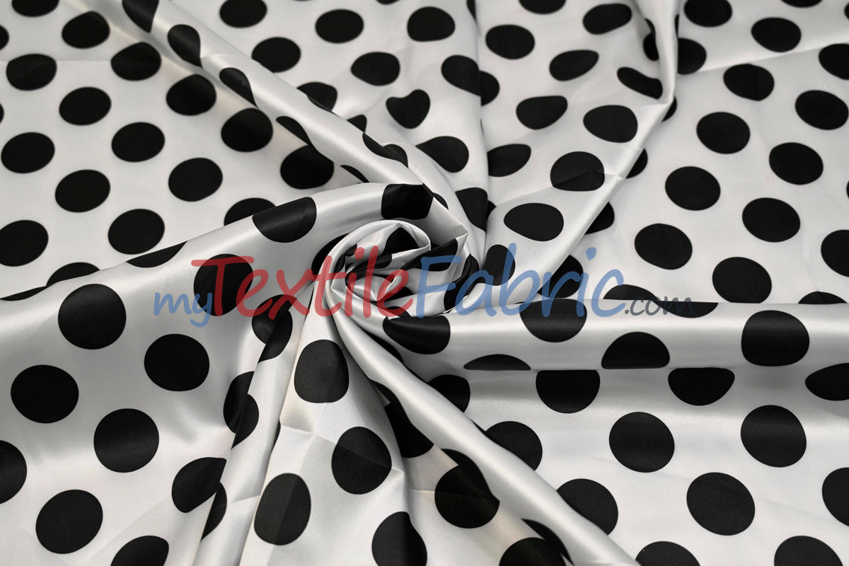 Polka Dot Satin | Soft Satin Polka Dot Charmeuse Fabric | 60" Wide |