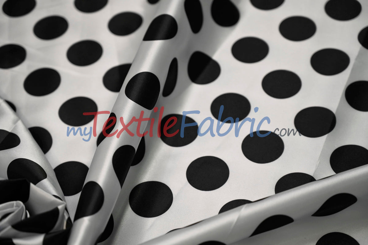 Polka Dot Satin | Soft Satin Polka Dot Charmeuse Fabric | 60" Wide |