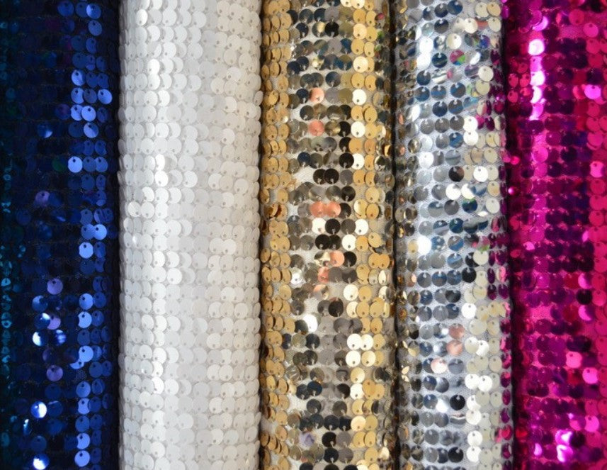 New York Dazzle Sequins Fabric | 6mm Sequins Fabric | 52" Wide | Multiple Colors |